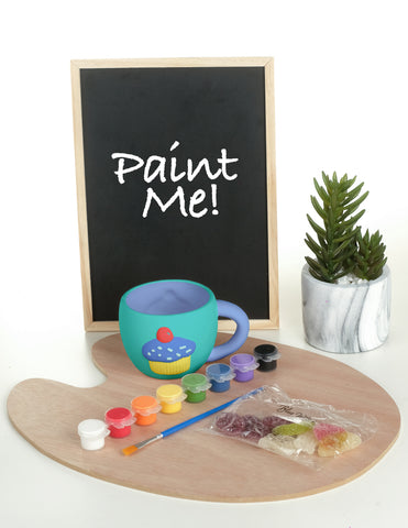 Paint Your Own Ceramic Cupcake Mug Kit with Acrylics and Vegan Jellies