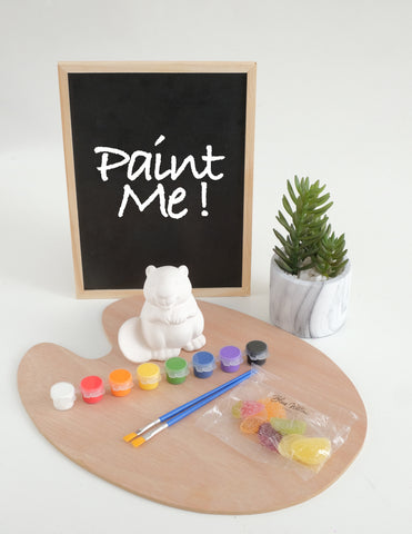 Paint Your Own Ceramic Beaver Kit with Acrylics and Vegan Jellies