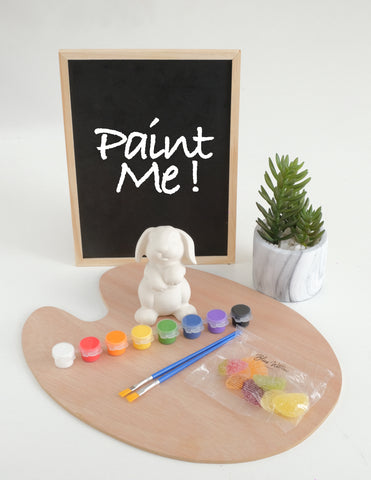 Paint Your Own Ceramic Bunny Kit with Acrylics and Vegan Jellies