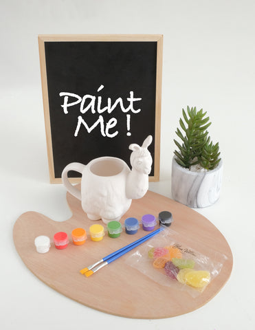 Paint Your Own Ceramic Llama Mug Kit with Acrylics and Vegan Jellies